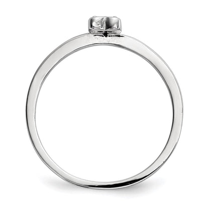 Sterlingsilber Rhodiniert Zirkonia Herz Klee 3 Ring Set