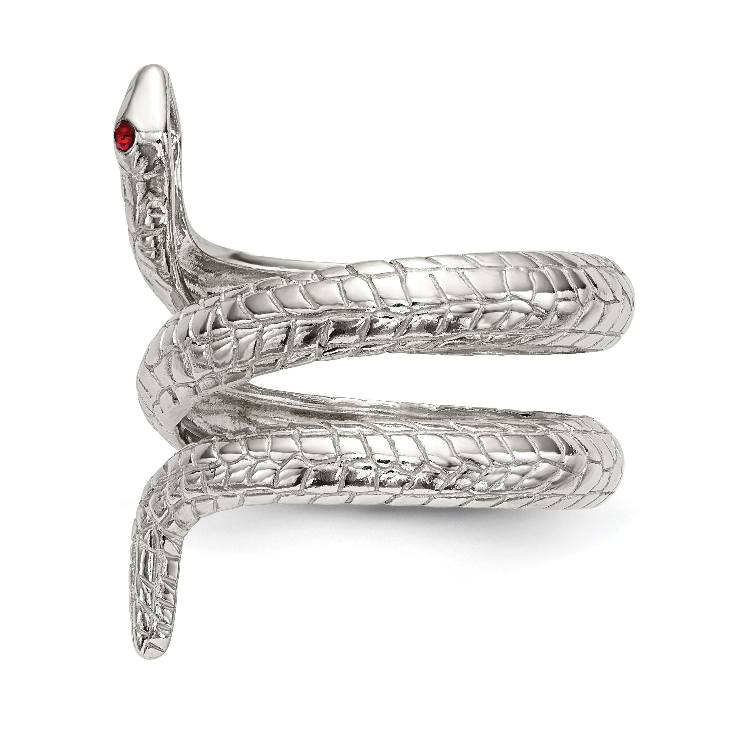 Sterlingsilber Rot Auge Kristall Schlange Ring