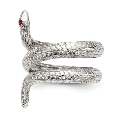 Sterlingsilber Rot Auge Kristall Schlange Ring