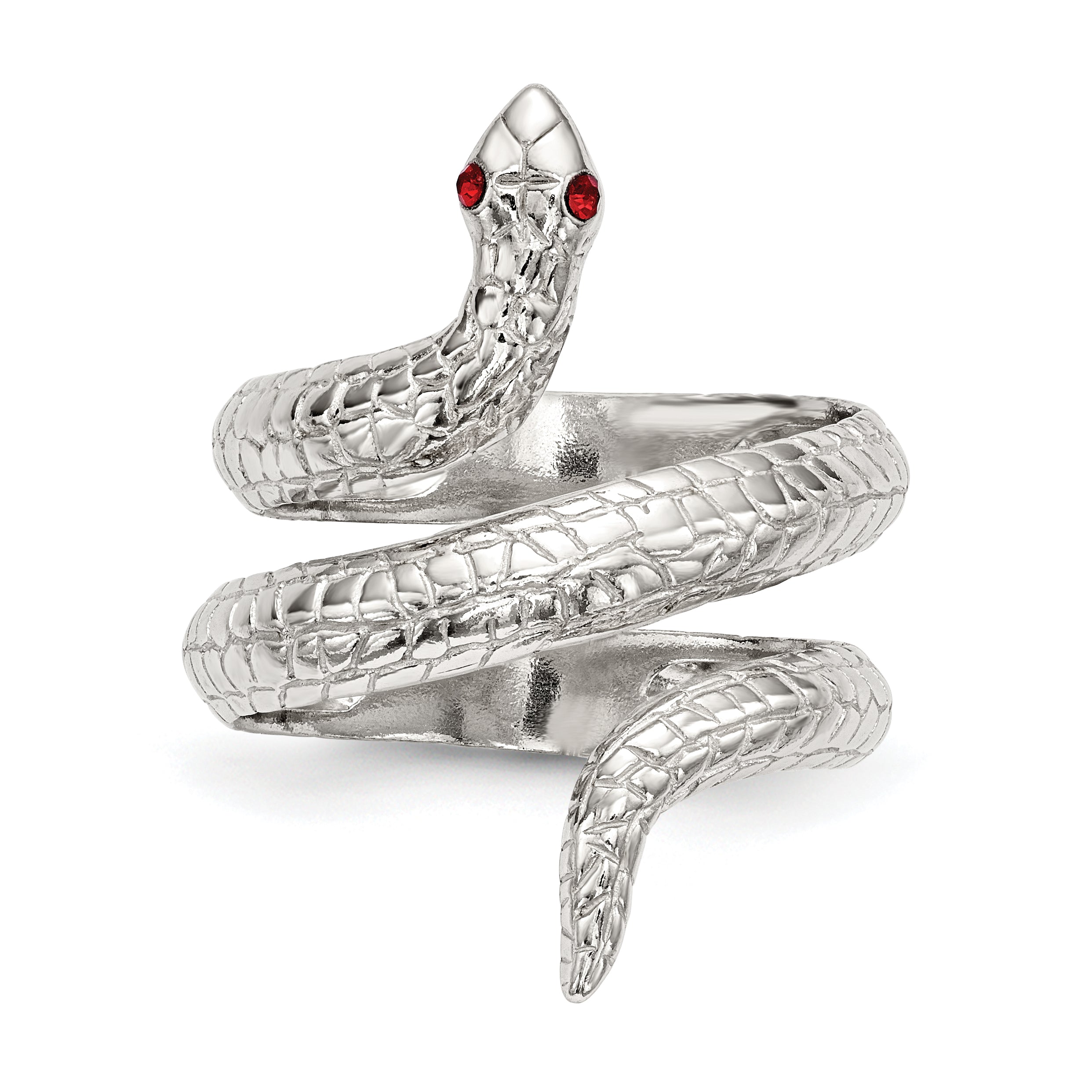 Sterlingsilber Rot Auge Kristall Schlange Ring