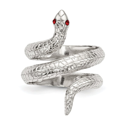 Sterlingsilber Rot Auge Kristall Schlange Ring