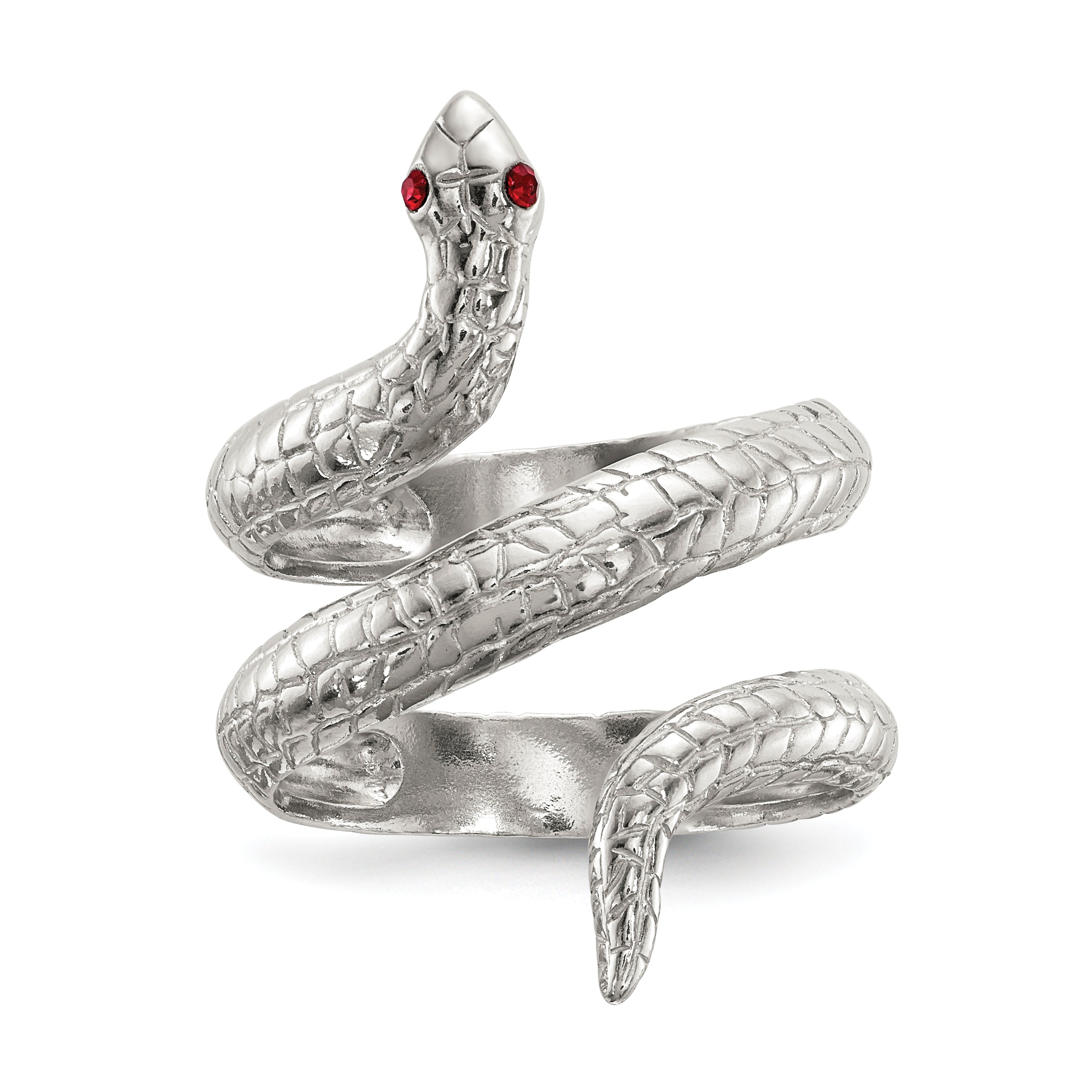 Sterlingsilber Rot Auge Kristall Schlange Ring