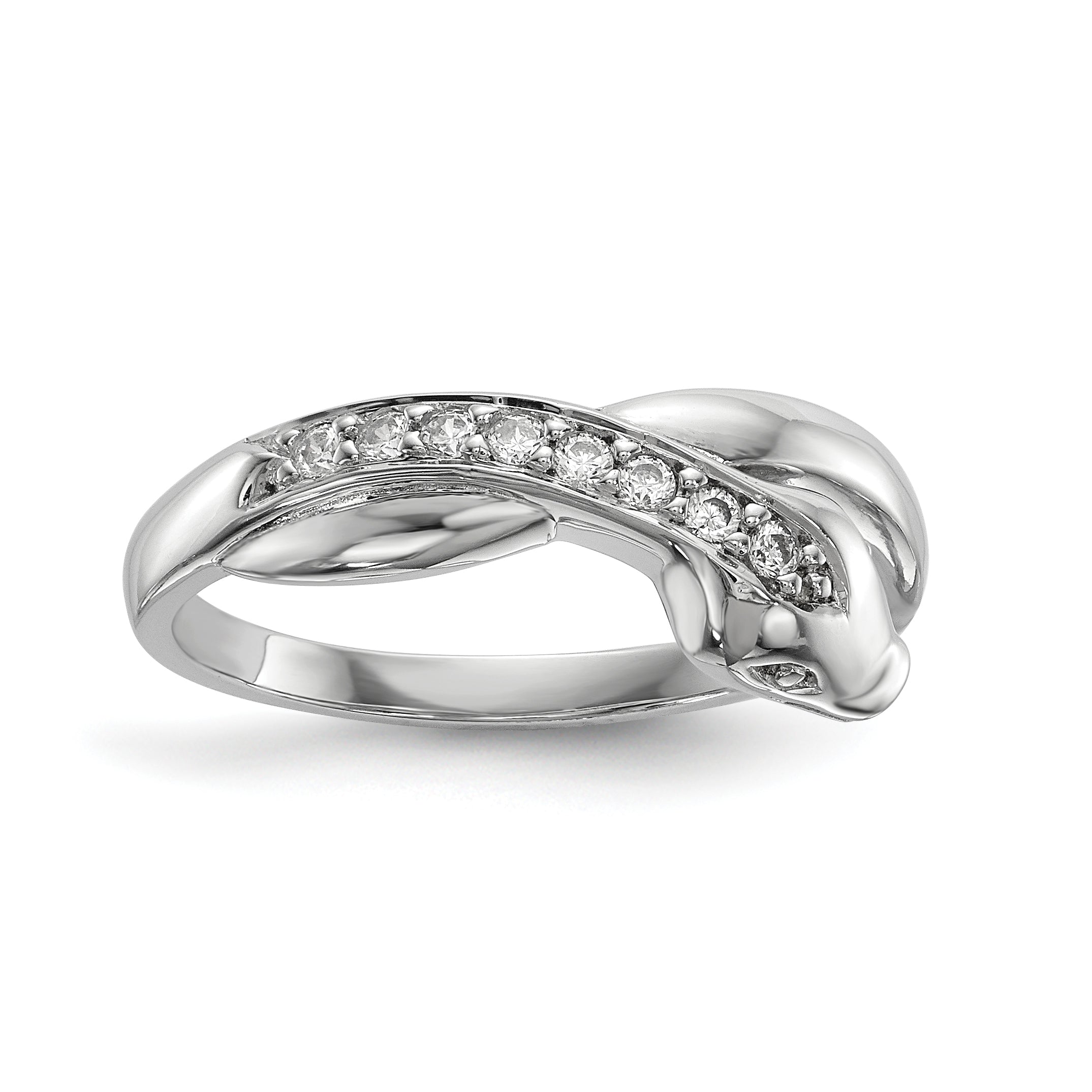 Sterlingsilber Rhodiniert Zirkonia Schlange Ring