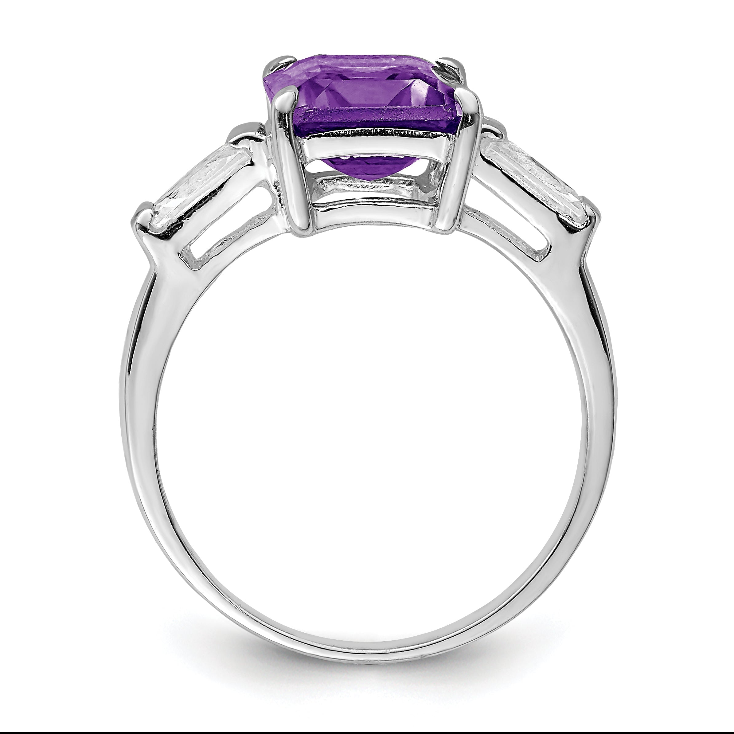 Sterlingsilber Rhodiniert Amethyst Ring