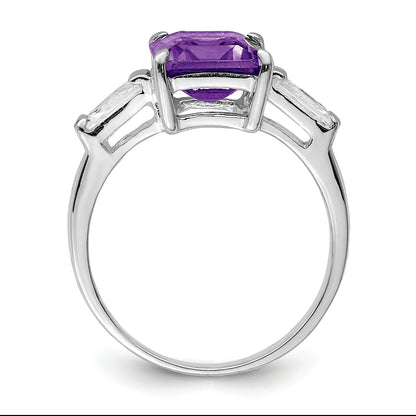 Sterlingsilber Rhodiniert Amethyst Ring