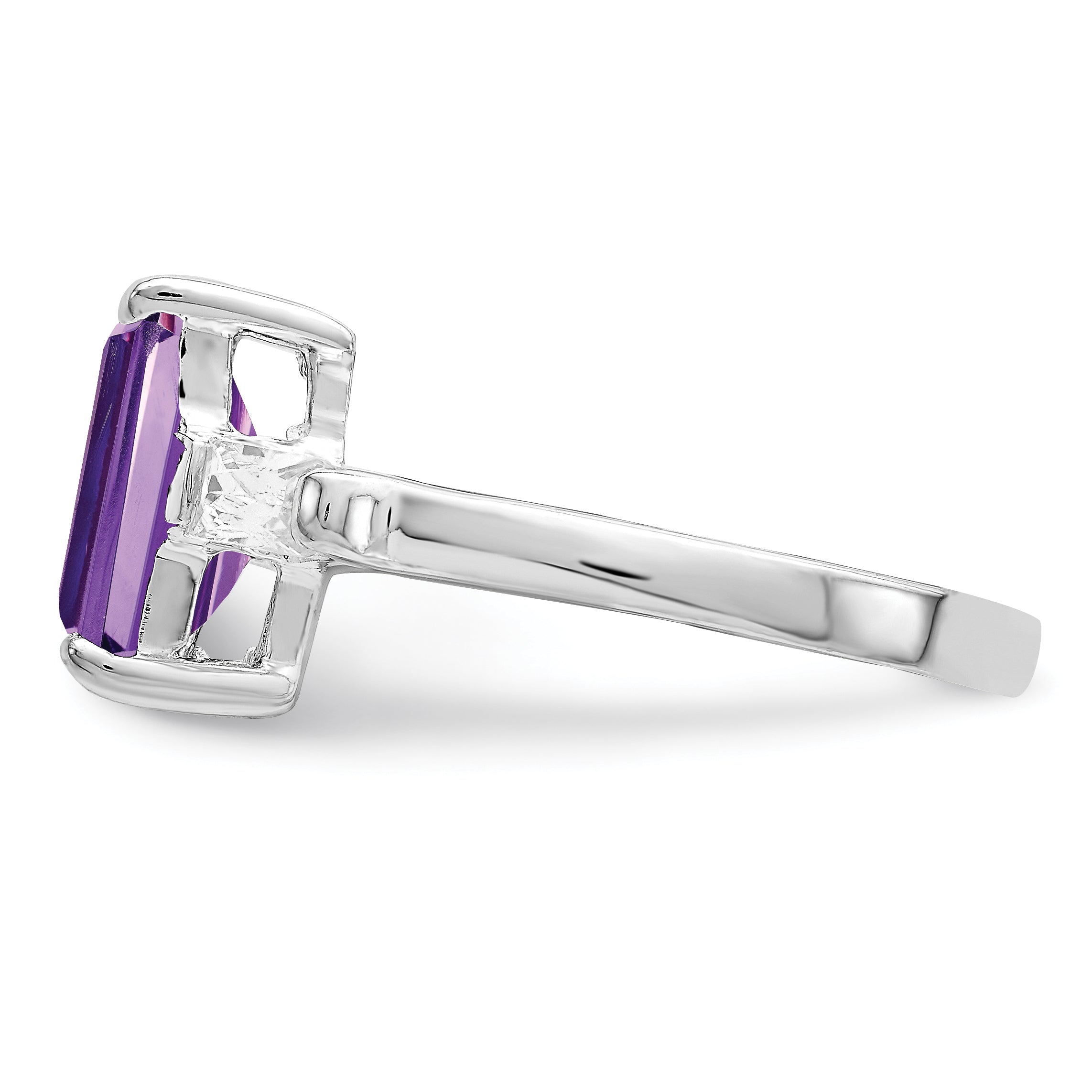 Sterlingsilber Rhodiniert Amethyst Ring