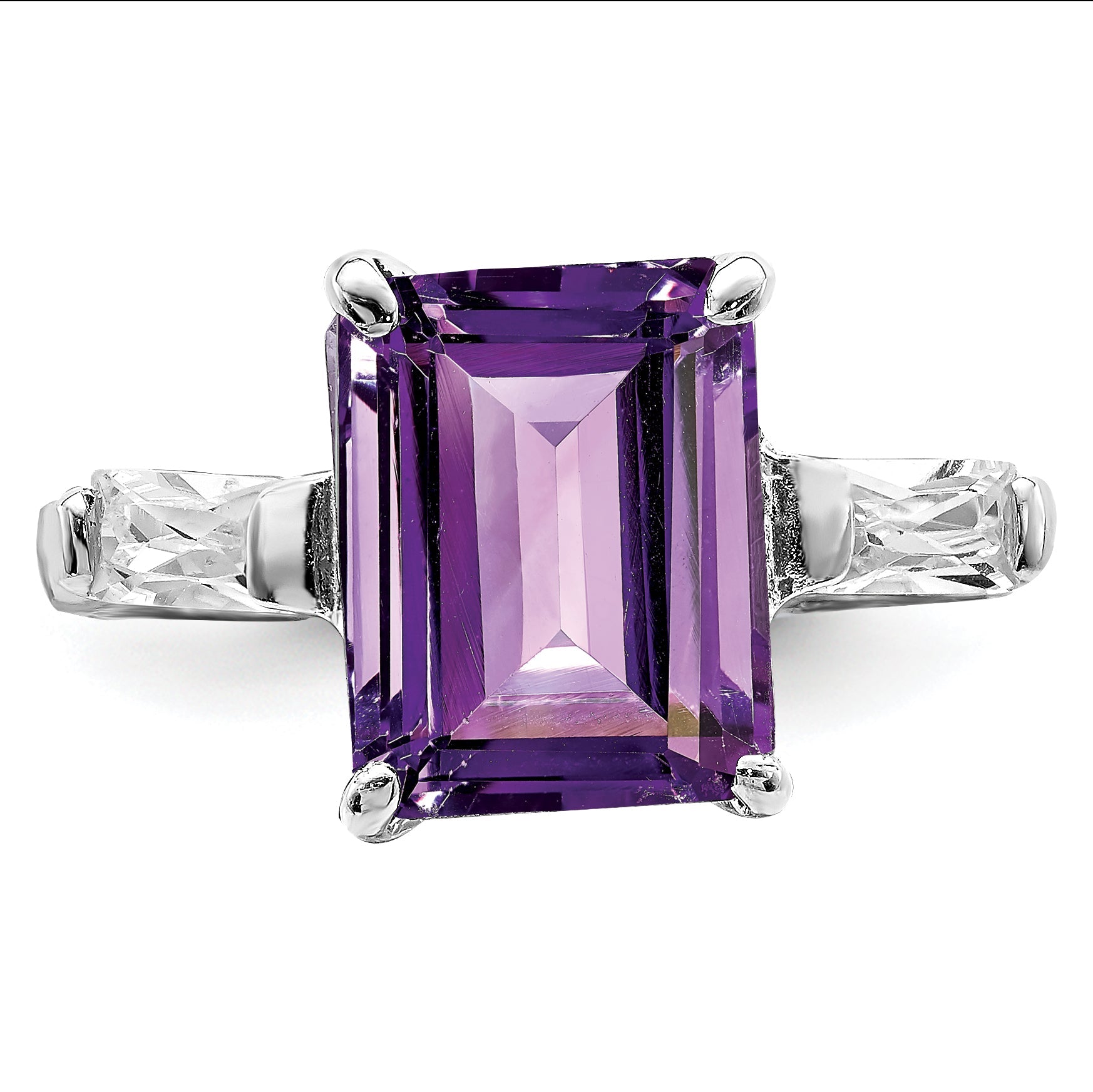 Sterlingsilber Rhodiniert Amethyst Ring