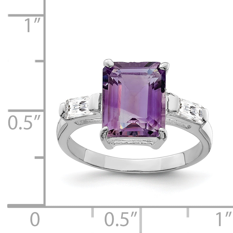 Sterlingsilber Rhodiniert Amethyst Ring