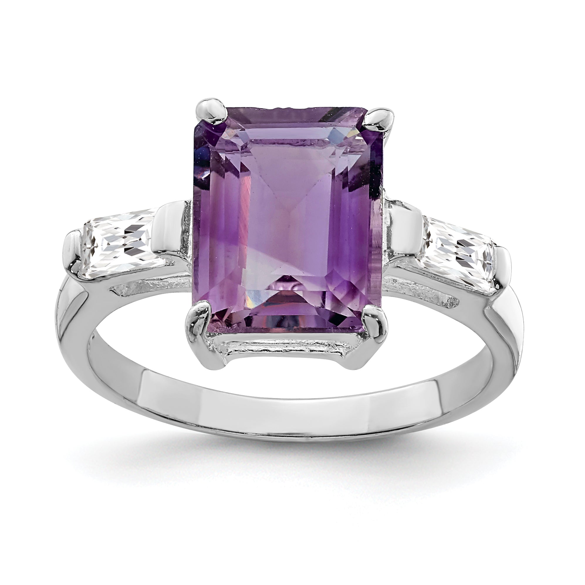 Sterlingsilber Rhodiniert Amethyst Ring