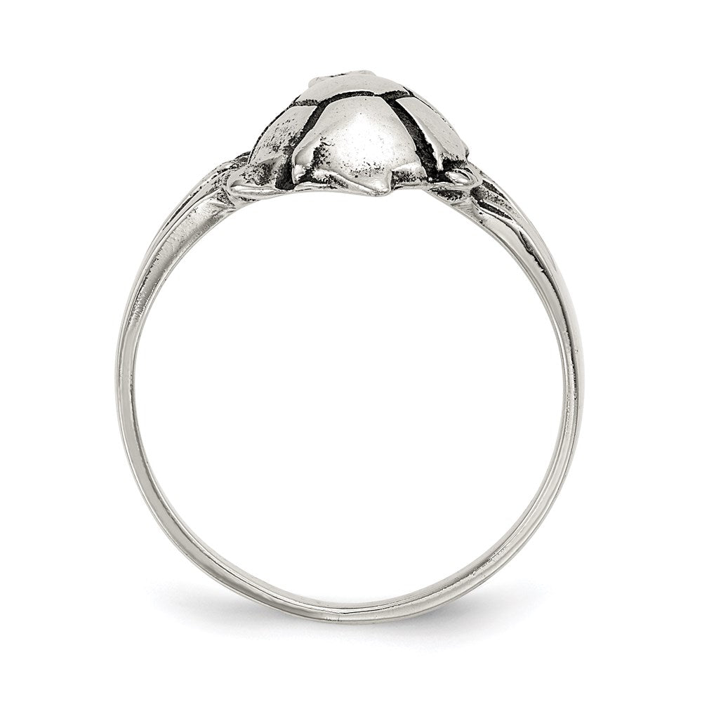 Sterlingsilber Poliert Antikisiert Schildkröte Ring (size 7 Nur)
