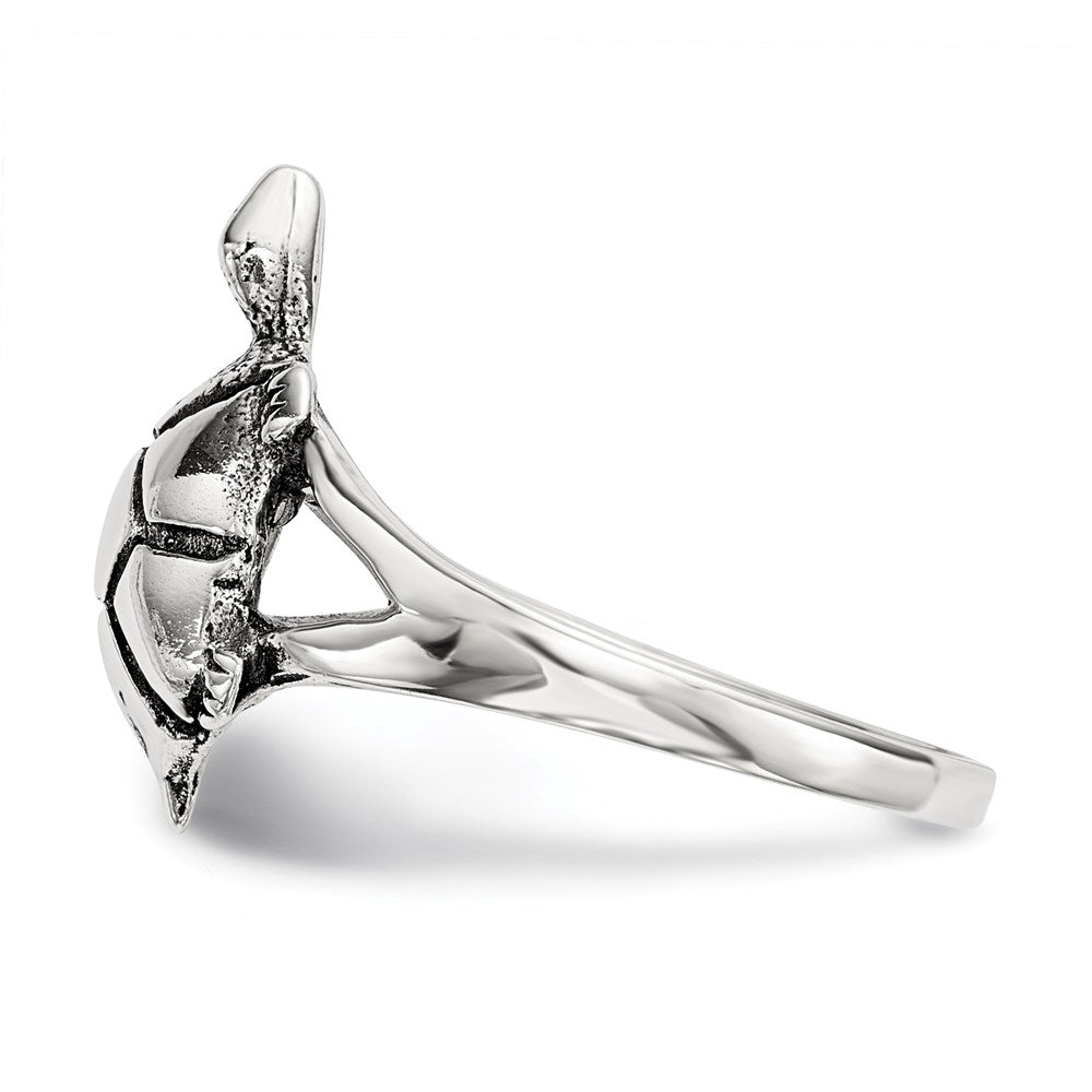 Sterlingsilber Poliert Antikisiert Schildkröte Ring (size 7 Nur)