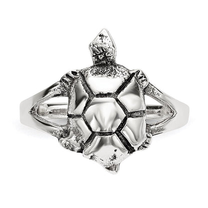 Sterlingsilber Poliert Antikisiert Schildkröte Ring (size 7 Nur)