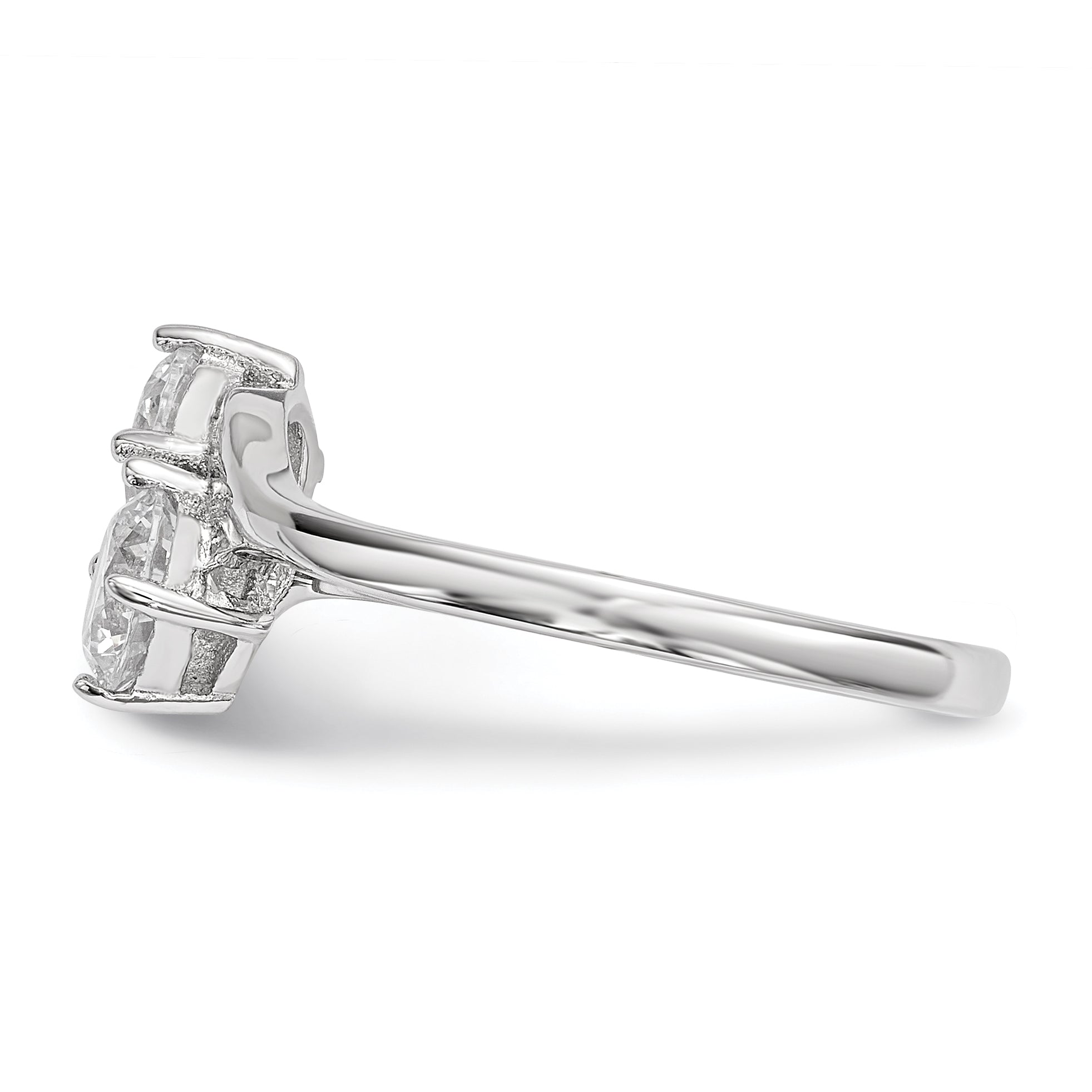Sterlingsilber Rhodiniert Zirkonia Zwei Stein Poliert Ring