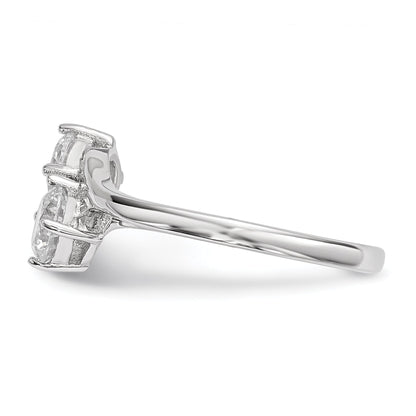 Sterlingsilber Rhodiniert Zirkonia Zwei Stein Poliert Ring
