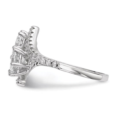 Sterlingsilber Rhodiniert Zirkonia Zwei Stein Rund Bypass Ring