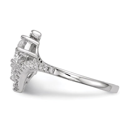 Sterlingsilber Rhodiniert Zirkonia Zwei Stein Poliert Bypass Ring