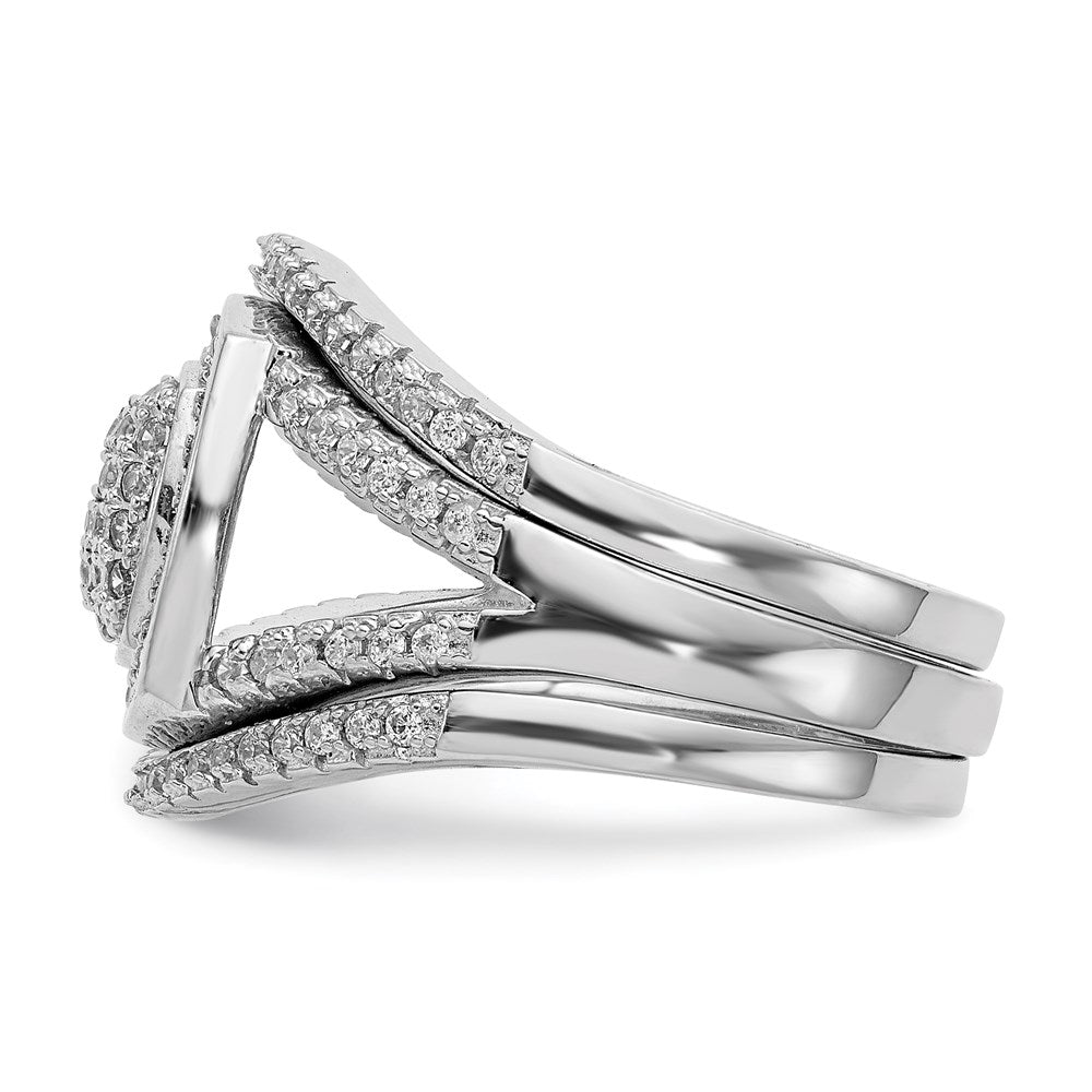 Sterlingsilber Rhodiniert Zirkonia 3 Ring Set (size 7 Nur)