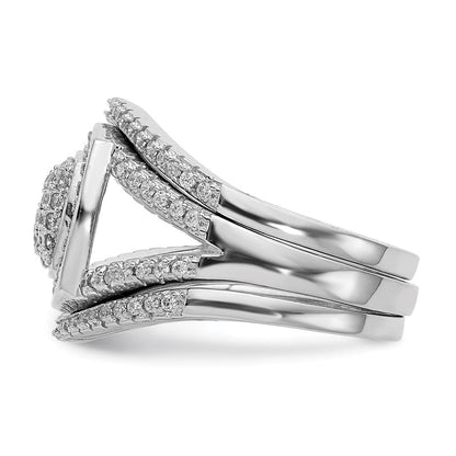 Sterlingsilber Rhodiniert Zirkonia 3 Ring Set (size 7 Nur)