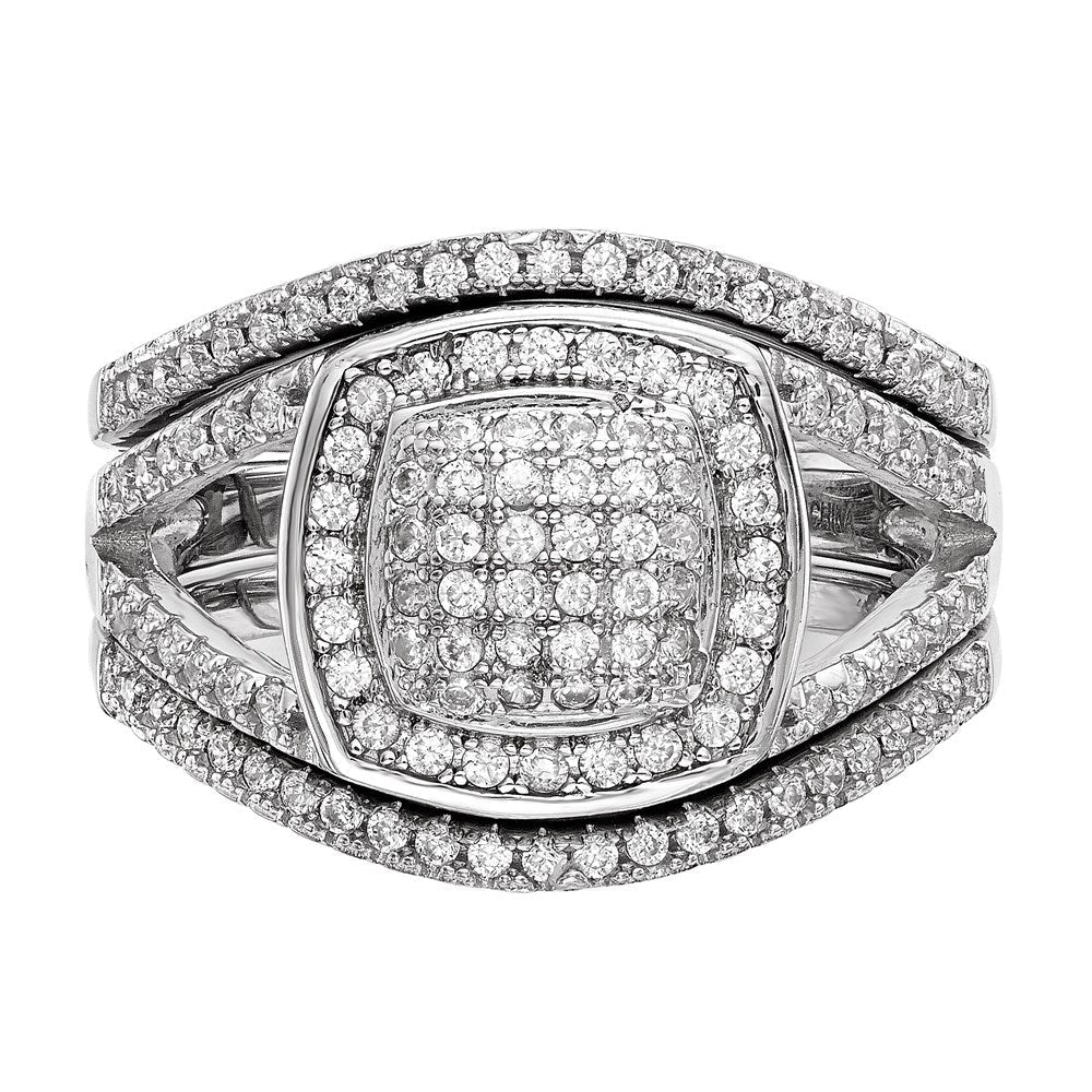 Sterlingsilber Rhodiniert Zirkonia 3 Ring Set (size 7 Nur)