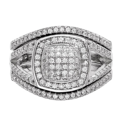 Sterlingsilber Rhodiniert Zirkonia 3 Ring Set (size 7 Nur)