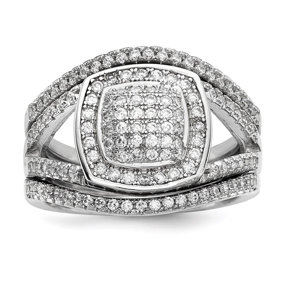 Sterlingsilber Rhodiniert Zirkonia 3 Ring Set (size 7 Nur)