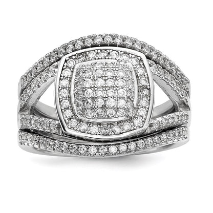 Sterlingsilber Rhodiniert Zirkonia 3 Ring Set (size 7 Nur)