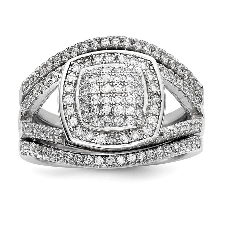 Sterlingsilber Rhodiniert Zirkonia 3 Ring Set (size 7 Nur)