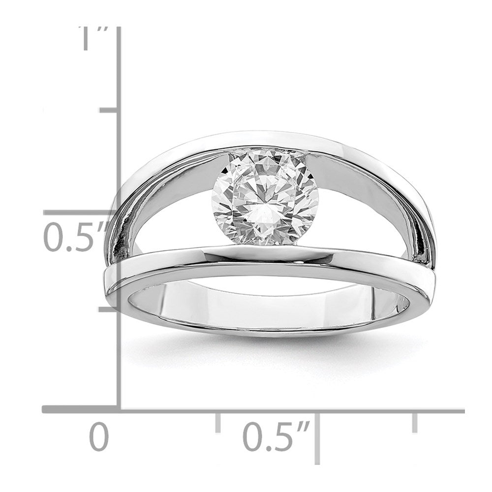 Sterlingsilber Rhodiniert Zirkonia Ring (size 7 Nur)
