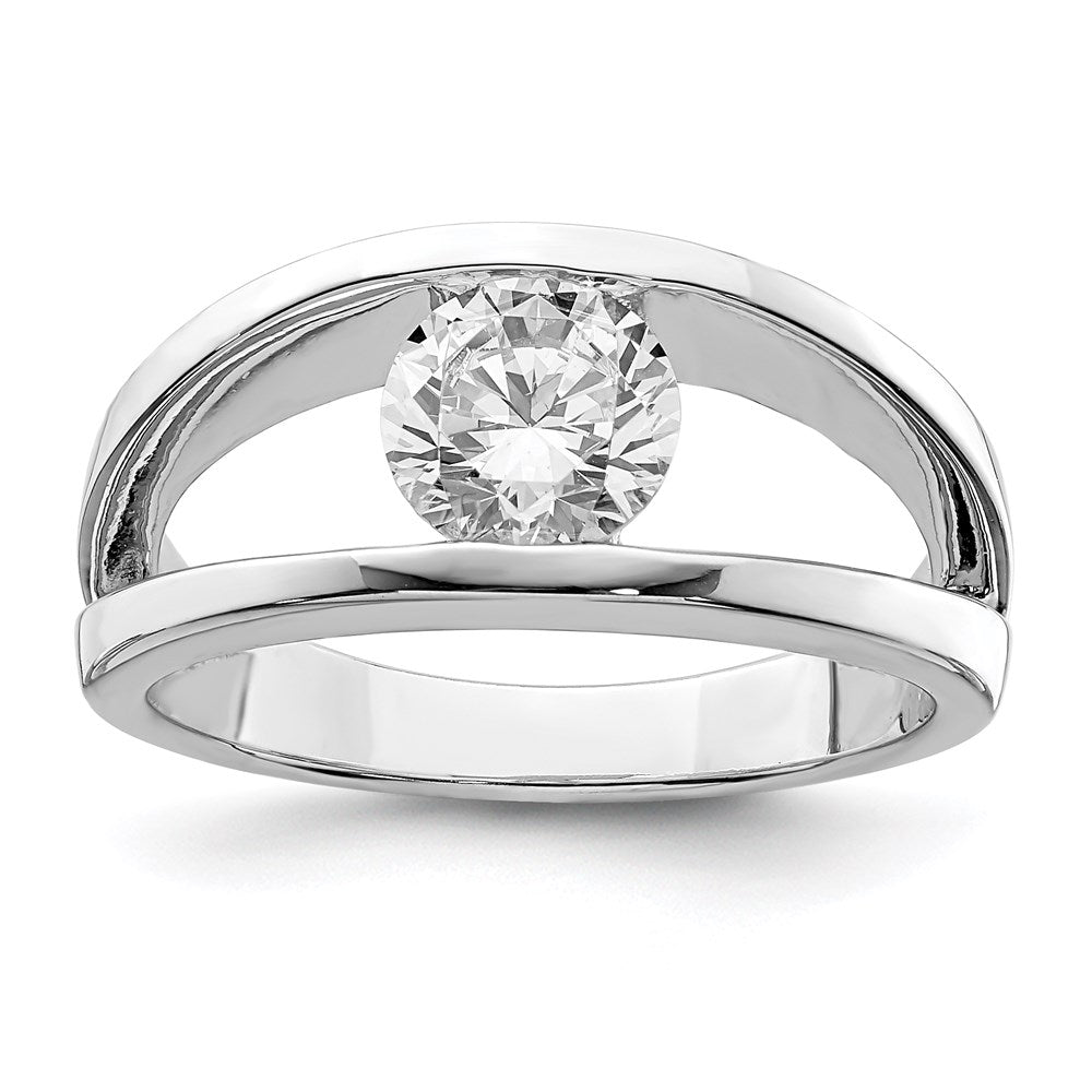 Sterlingsilber Rhodiniert Zirkonia Ring (size 7 Nur)