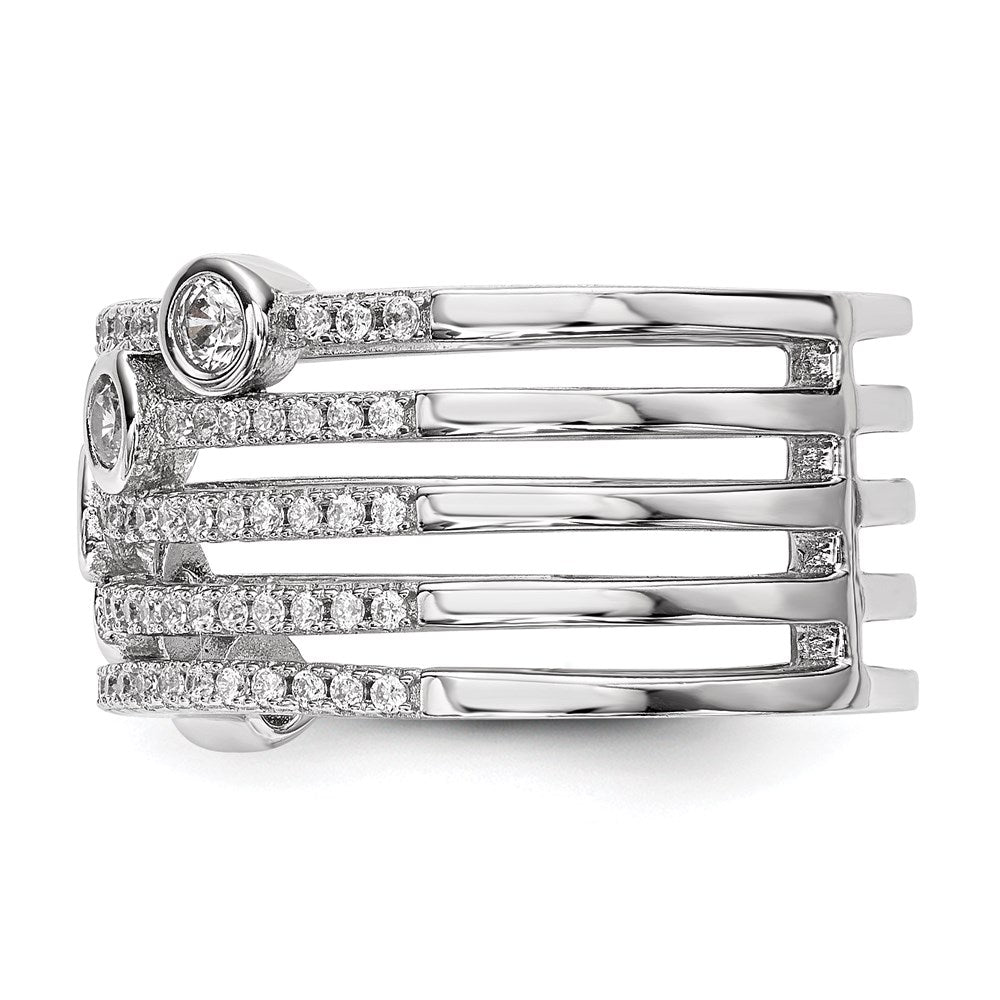 Sterlingsilber Rein Feuer Rhodiniert Zirkonia Ring