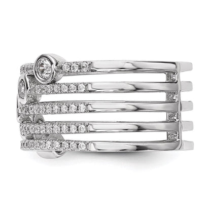 Sterlingsilber Rein Feuer Rhodiniert Zirkonia Ring