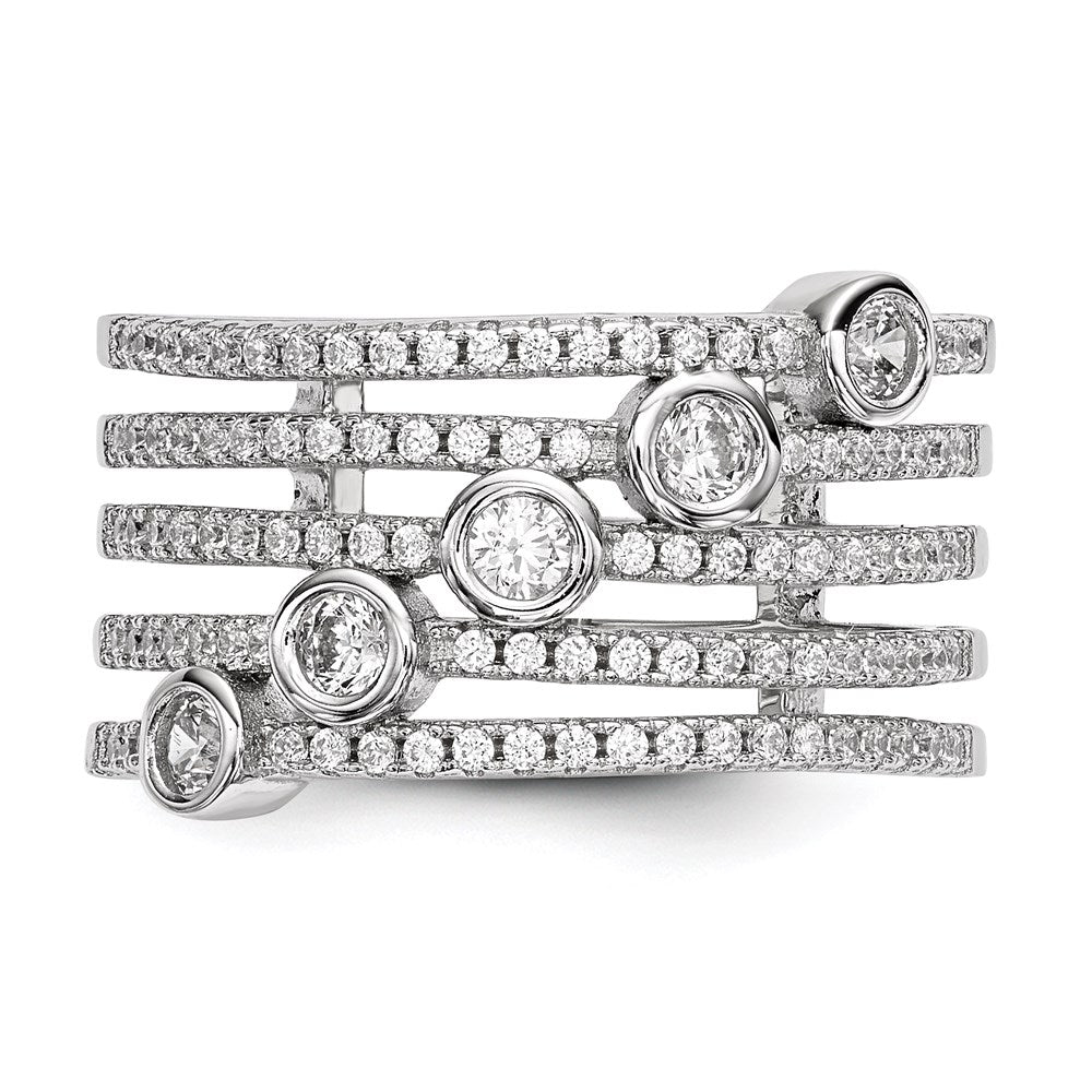 Sterlingsilber Rein Feuer Rhodiniert Zirkonia Ring