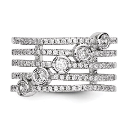 Sterlingsilber Rein Feuer Rhodiniert Zirkonia Ring