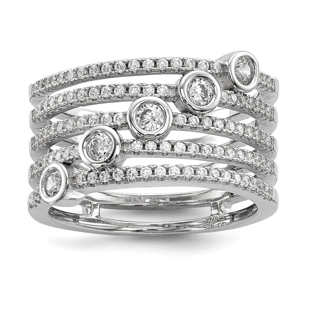 Sterlingsilber Rein Feuer Rhodiniert Zirkonia Ring