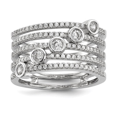 Sterlingsilber Rein Feuer Rhodiniert Zirkonia Ring