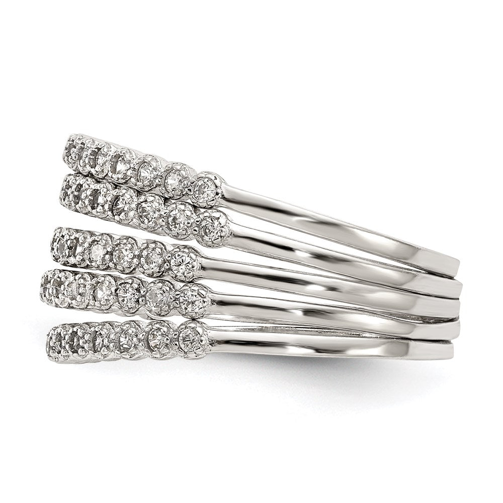 Sterlingsilber Stapelbar Set Of 5 Zirkonia Rings