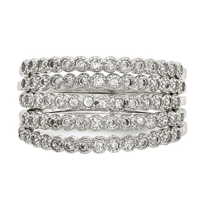 Sterlingsilber Stapelbar Set Of 5 Zirkonia Rings