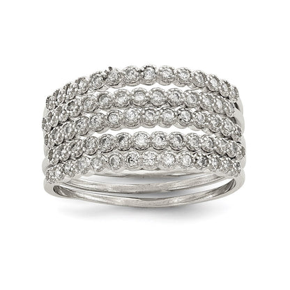 Sterlingsilber Stapelbar Set Of 5 Zirkonia Rings