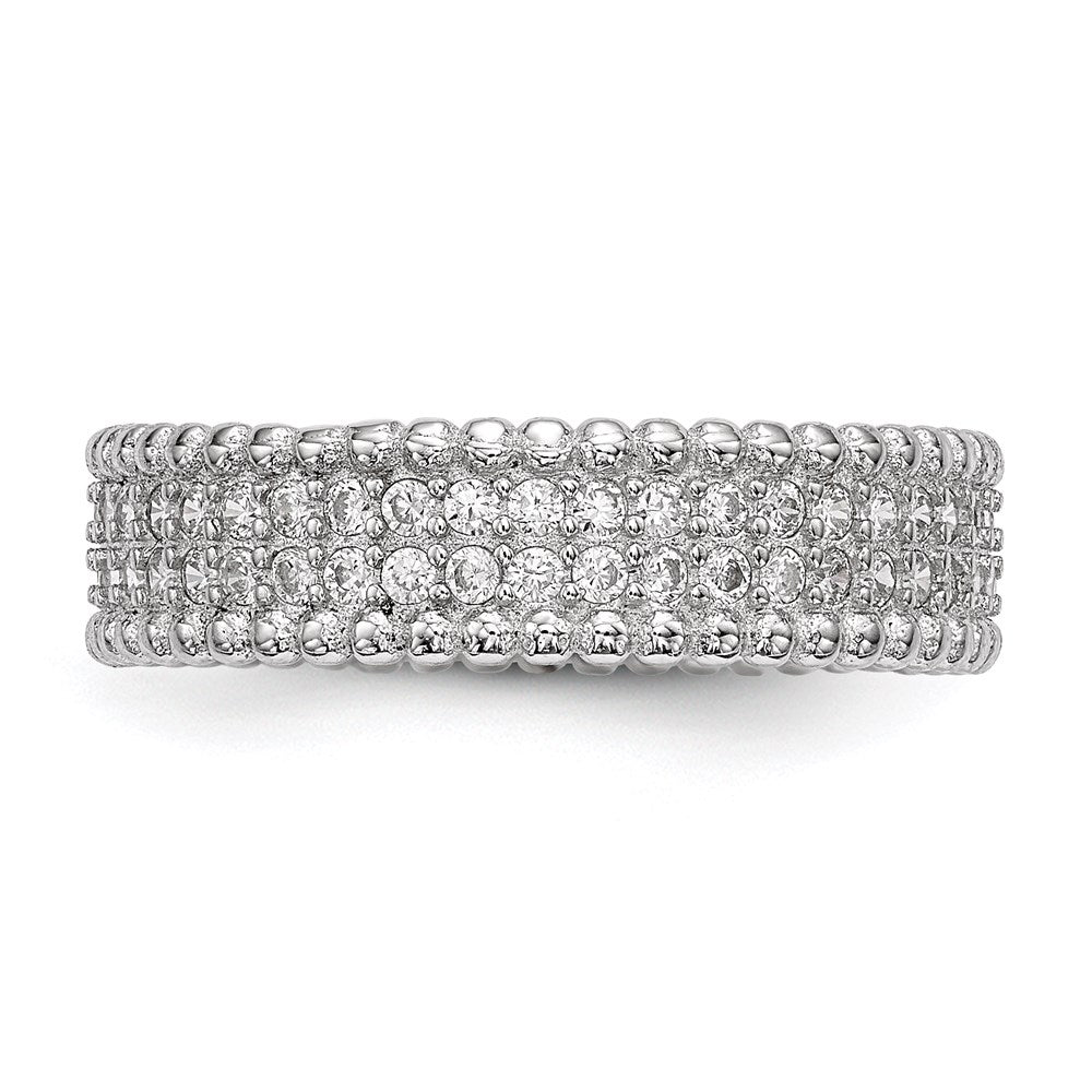 Sterlingsilber Rhodiniert Poliert Zirkonia 5.0mm Ring (size 8 Nur)