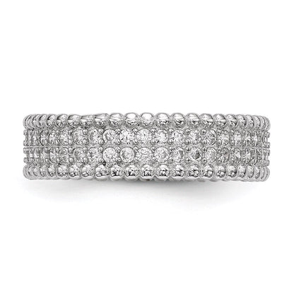 Sterlingsilber Rhodiniert Poliert Zirkonia 5.0mm Ring (size 8 Nur)
