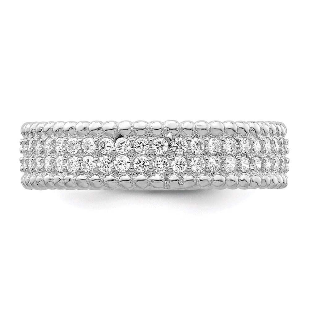 Sterlingsilber Rhodiniert Poliert Zirkonia 5.0mm Ring (size 8 Nur)