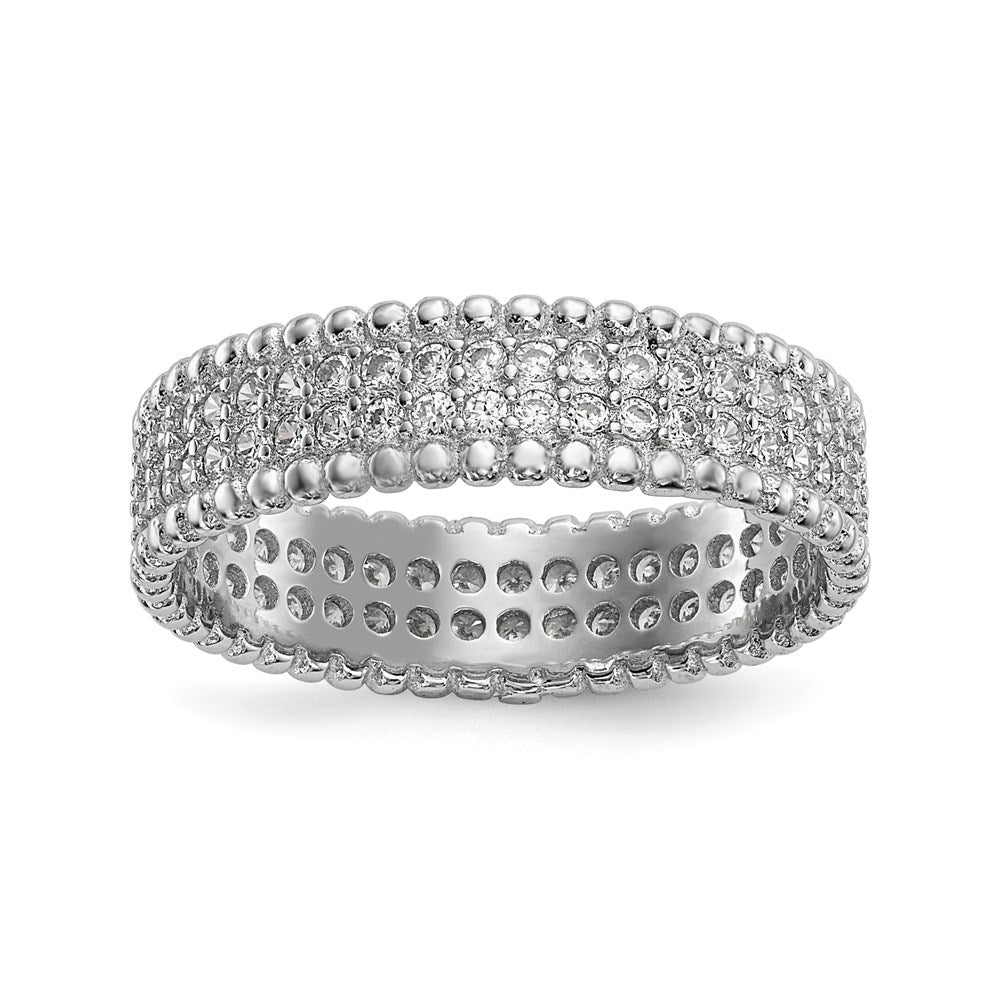 Sterlingsilber Rhodiniert Poliert Zirkonia 5.0mm Ring (size 8 Nur)