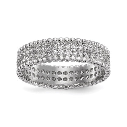 Sterlingsilber Rhodiniert Poliert Zirkonia 5.0mm Ring (size 8 Nur)