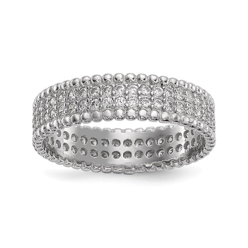 Sterlingsilber Rhodiniert Poliert Zirkonia 5.0mm Ring (size 8 Nur)