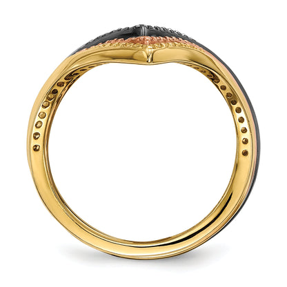 Sterlingsilber Rhodium & Schwarz Platte, Gold Roséfarben Zirkonia 4 Ring Set