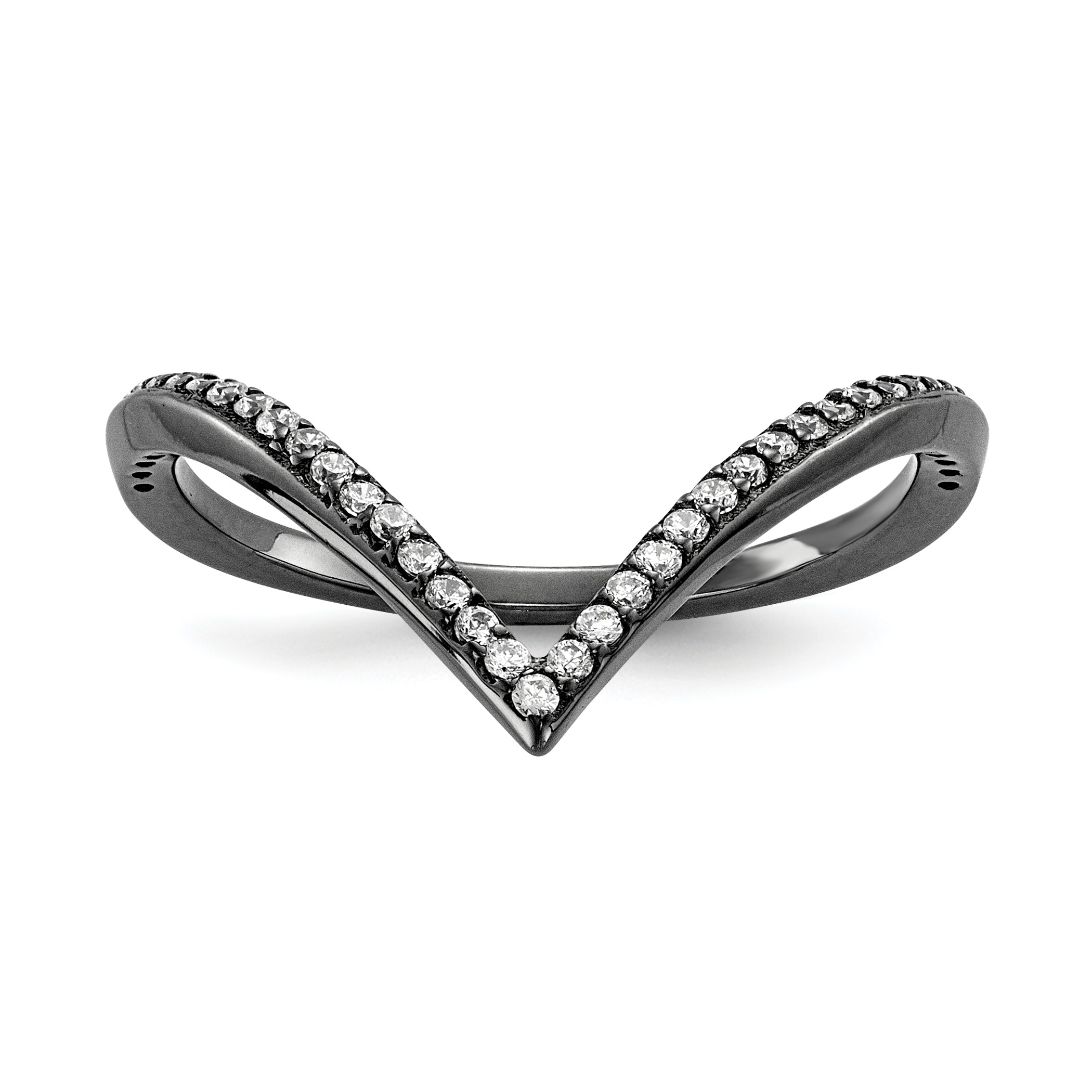 Sterlingsilber Rhodium & Schwarz Platte, Gold Roséfarben Zirkonia 4 Ring Set