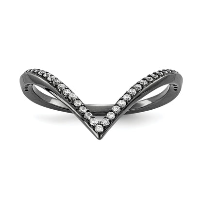 Sterlingsilber Rhodium & Schwarz Platte, Gold Roséfarben Zirkonia 4 Ring Set