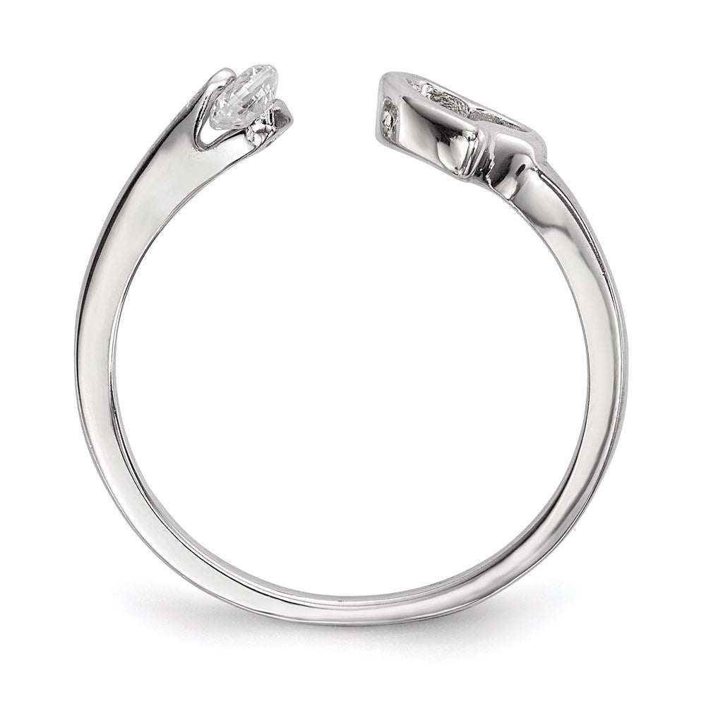 Sterlingsilber Rhodiniert Offen Herz Zirkonia Poliert Ring