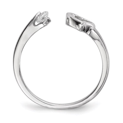 Sterlingsilber Rhodiniert Offen Herz Zirkonia Poliert Ring