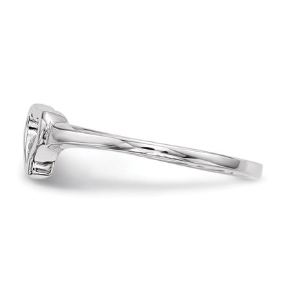 Sterlingsilber Rhodiniert Offen Herz Zirkonia Poliert Ring
